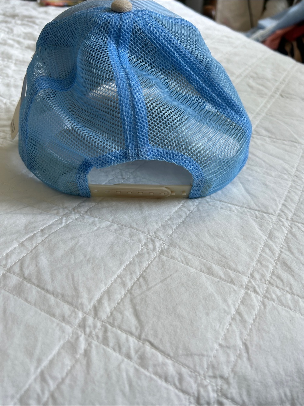 Anthropologie Light Blue 'C'EST LA VIE' Trucker Hat with Green & Cream Graphic - Picture 3 of 6